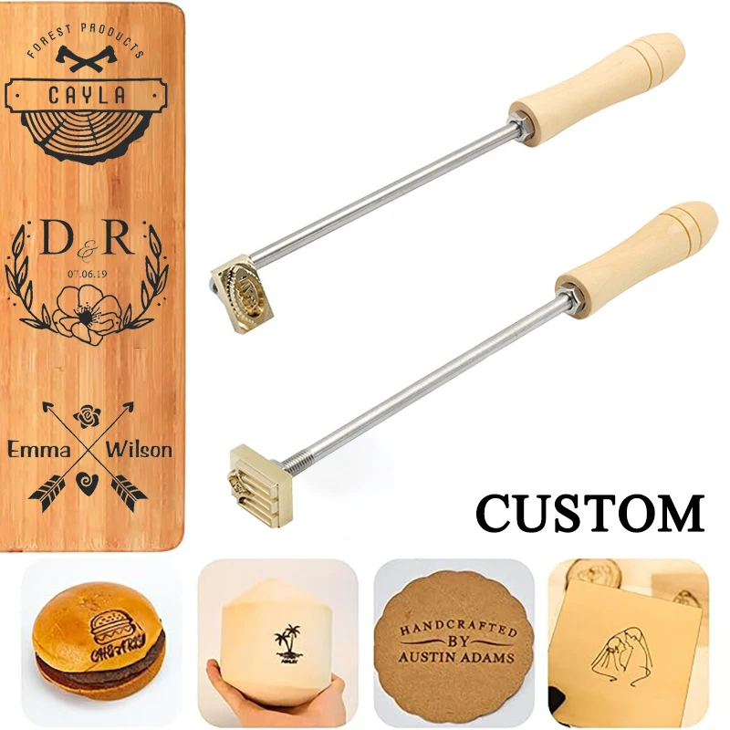 

Изготовленный на заказ брендинг железный штамп DIY логотип нагревательные латунные уплотнения для тиснения с ручкой для деревянного кожаного торта, гамбургера, свадебной вечеринки, ремесла