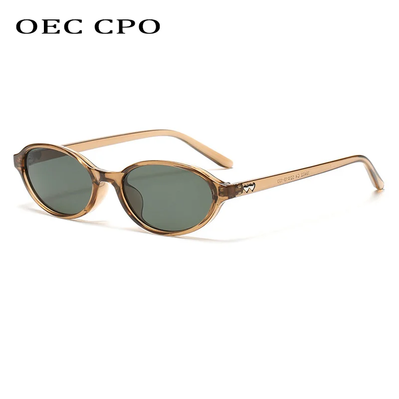 

OEC CPO Retro Small Oval Women Sunglasses Brand Design Shades UV400 Fashion Brown Green Sun Glasses Female Shades UV400 Eyewear