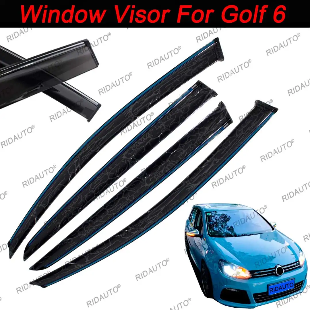 For VW Golf 6 2009-2013 Frame Fitting Exterial Door Deflectors Window Deflectors Rain Guard Wind Shield Sun Car Window Deflector - Image 6