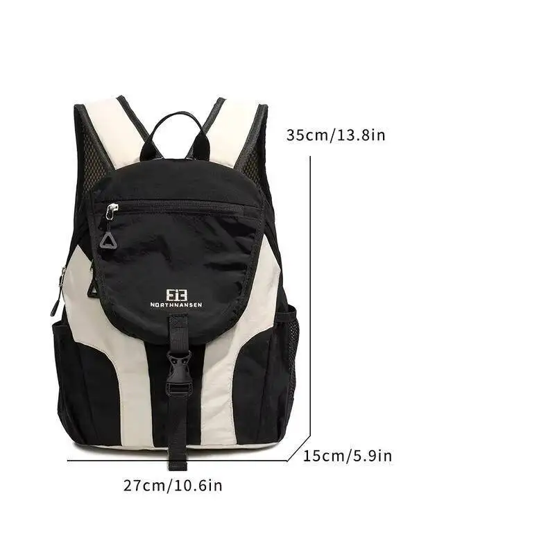 حقيبة ظهر ذات ألوان متعددة من النايلون المقاوم للماء مع جيوب جانبية شبكية بإبزيم قابل للتنفس وأشرطة قابلة للتعديل للسفر أثناء التنقل اليومي #4
