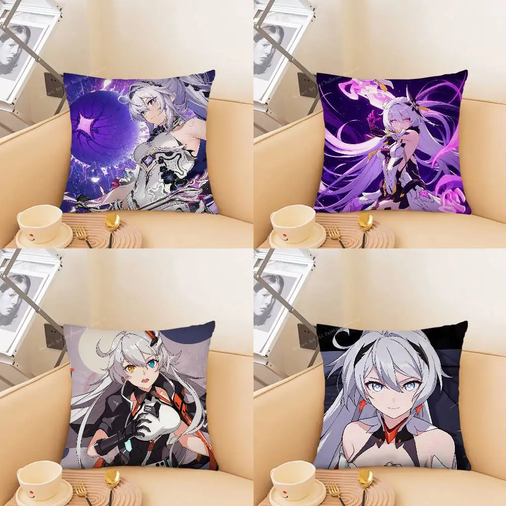 Kiana Kaslana Animated Game H-Honkai I-Impact 3 Pillow Case Fashion Square Pillowcase Bedroom Sofa Room Ins Decoration Leisure
