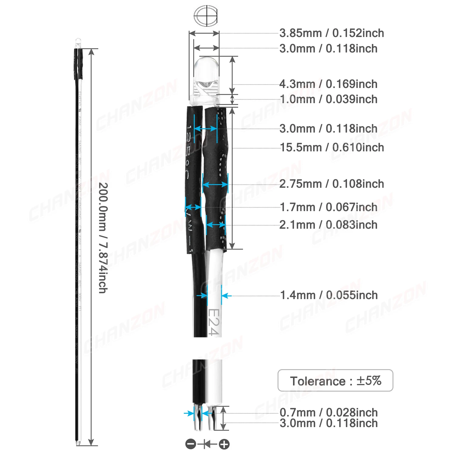 20szt 3mm Dioda LED 12V Ciepły Biały Czerwony Zielony Niebieski Żółty Pomarańczowy UV Fioletowy Różowy RGB Lampa błyskowa Wstępnie okablowana Lampka