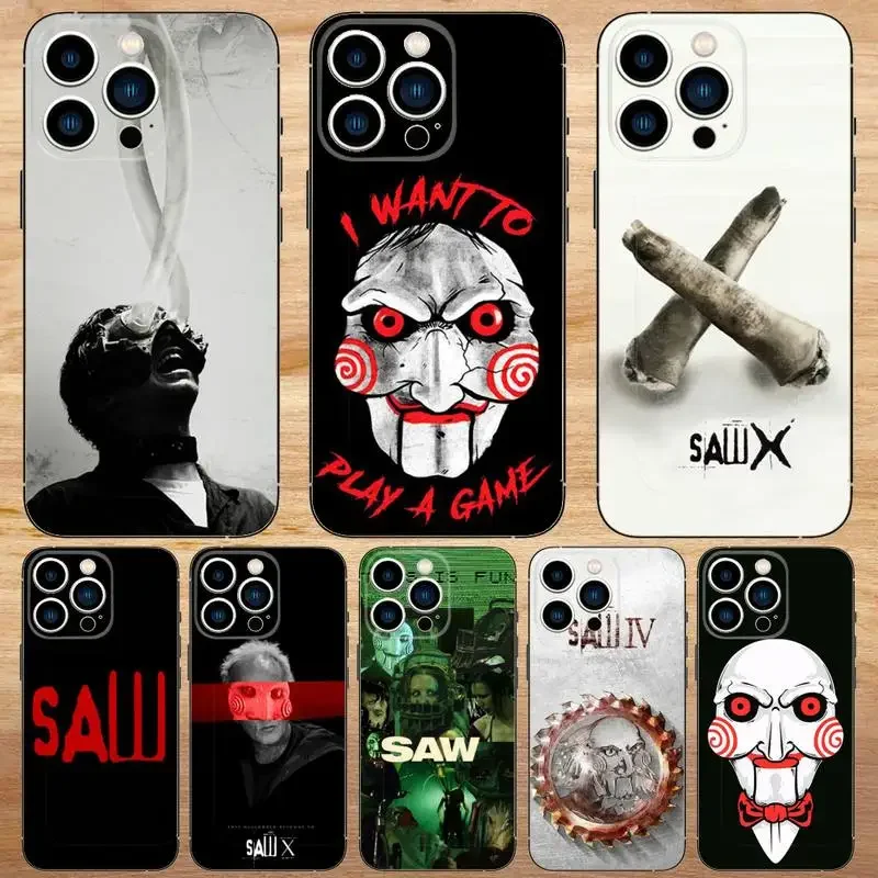 

Horror Movie Saw Phone Case For iPhone15,14,13,12,11,Pro,Max,Plus,Mini,X,XS,XR,8,7,6,S,Plus,SE Soft Black Case