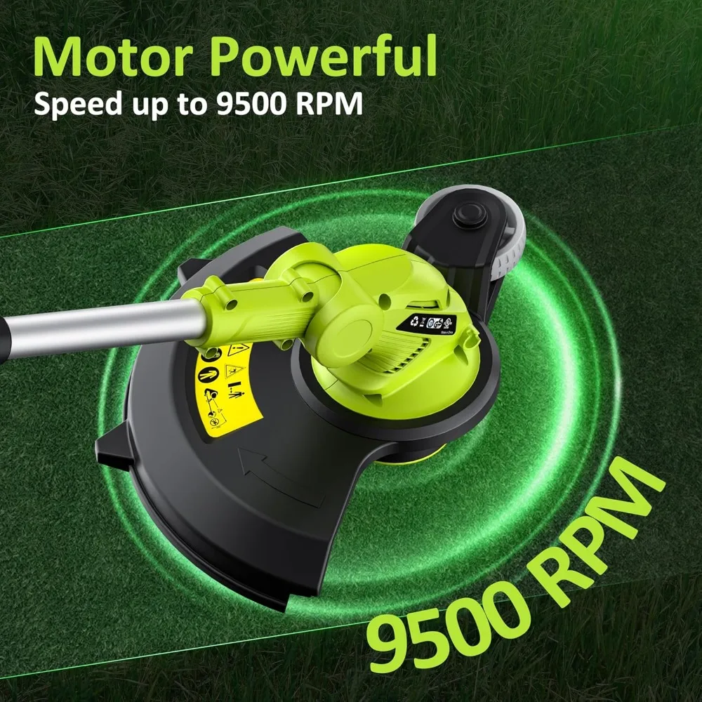 ماكينة تشذيب كهربائية لاسلكية 20 فولت مع قطع 12 بوصة وبطاريتين وشاحن للحديقة والحديقة