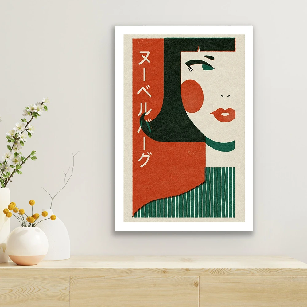 Japanese New Wave Art Print Wall Art Retro Girl Canvas Painting Poster Print Home Cafe Kitchen Bedroom Living Room Decoration