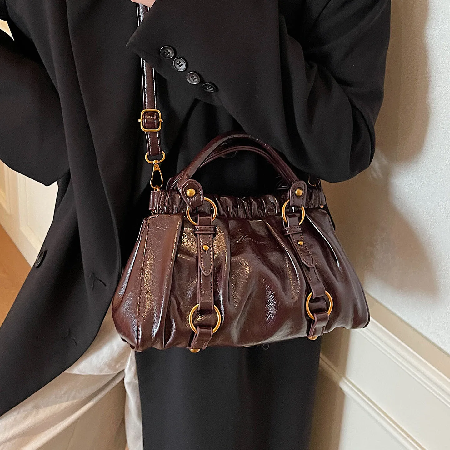 2025 حقيبة دلو متعددة الاستخدامات للنساء محفظة كتف أنيقة موضة ركاب ليلاً ونهارًا حقيبة كروس بسيطة #2