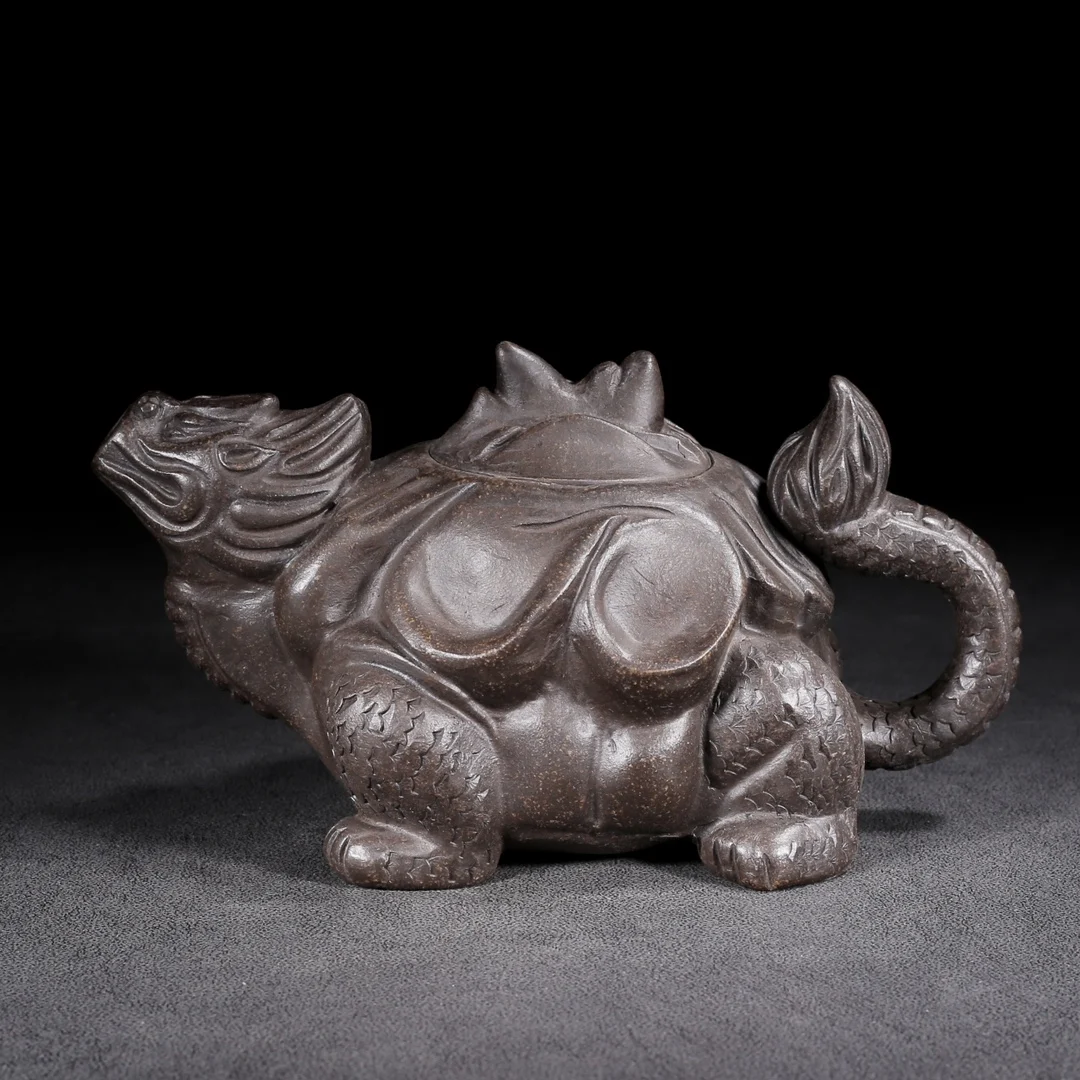Old Chinese Handicraft Enameled YiXing Zisha (red stoneware) Teapot,long quī,with mark, Free shipping