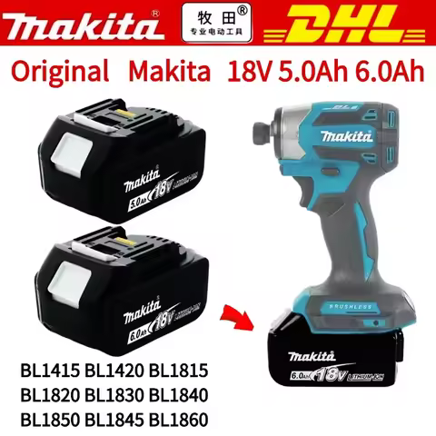 Original Makita 18V battery 5.0Ah rechargeable battery, Makita 6.0Ah battery BL1860B BL1850B power tool battery