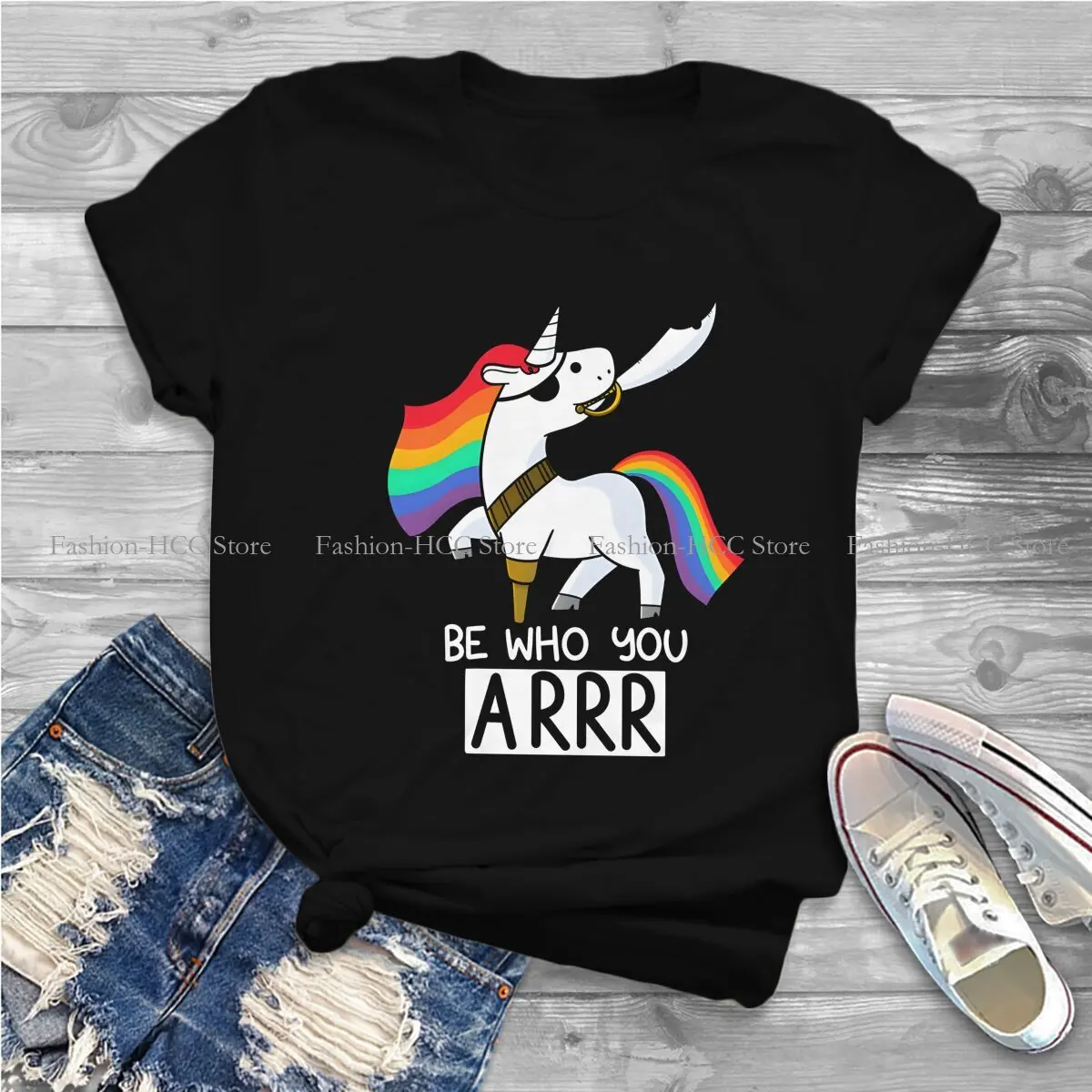 Cute Unicorn Cartoon Polyester TShirts Pirate Distinctive Women's T Shirt Funny Tops