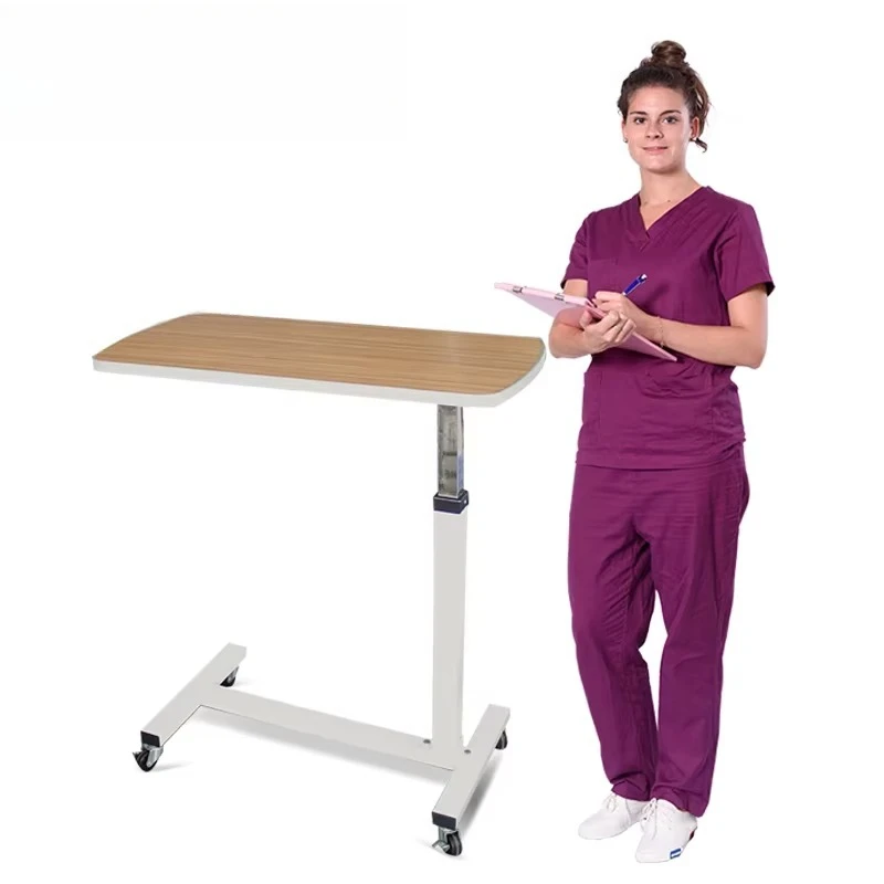 

Hospital Wooden Movable Adjustable Overbed Table