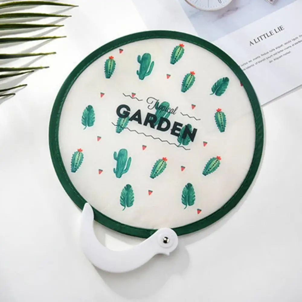 Japanese Style Fashion Collapsible Cartoon Pocket Size Cooling Fans Party Favor Round Fan Foldable Fan Home Decor
