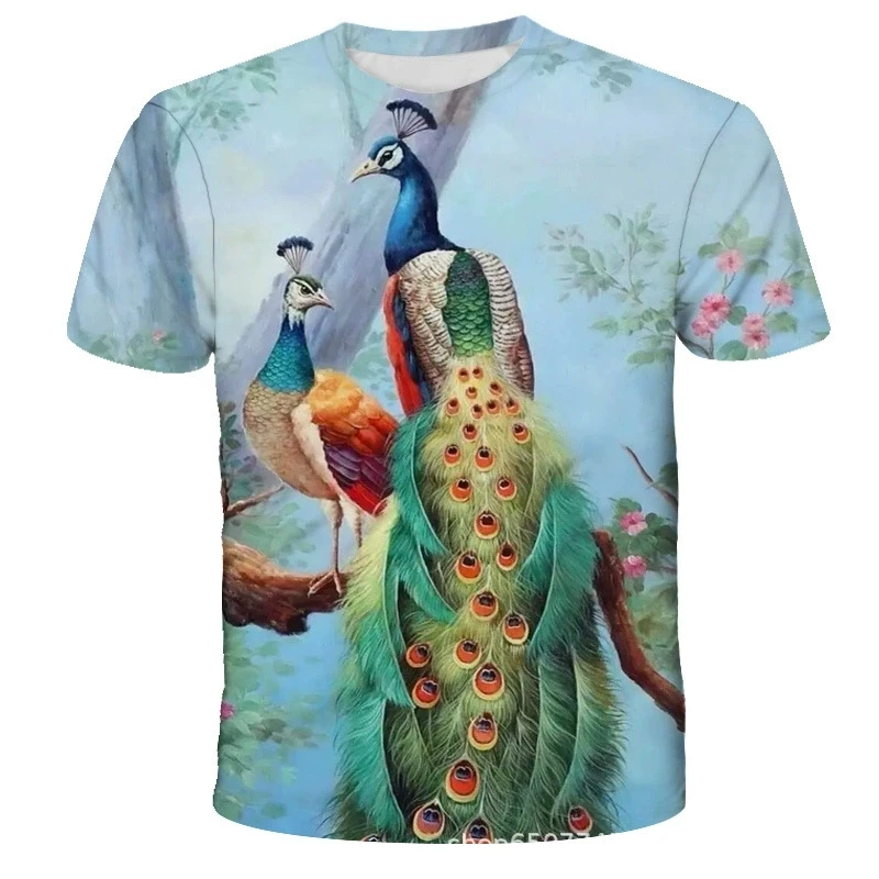 

Peacock Men's Short Sleeve Crew Neck T-shirt Summer Outdoor Special Casual Comfort Tops Harajuku Oversized Summer Woman