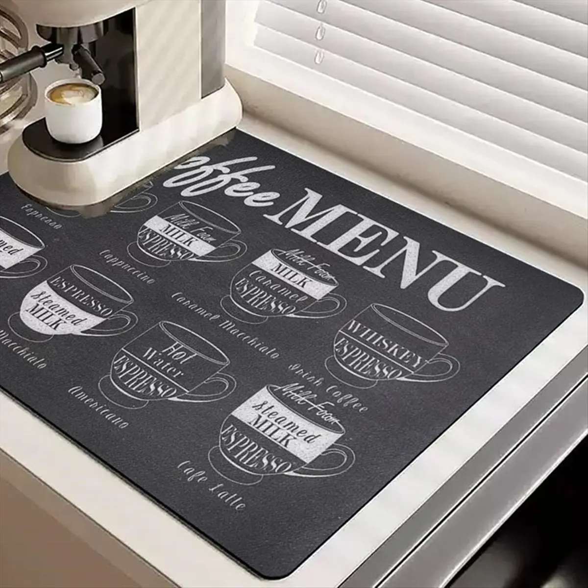 2-Pack Dish Drying Mat, Super Absorbent Dish Drying Mat,for Kitchen Counter, Fit Under Espresso Machine (Letter Print)