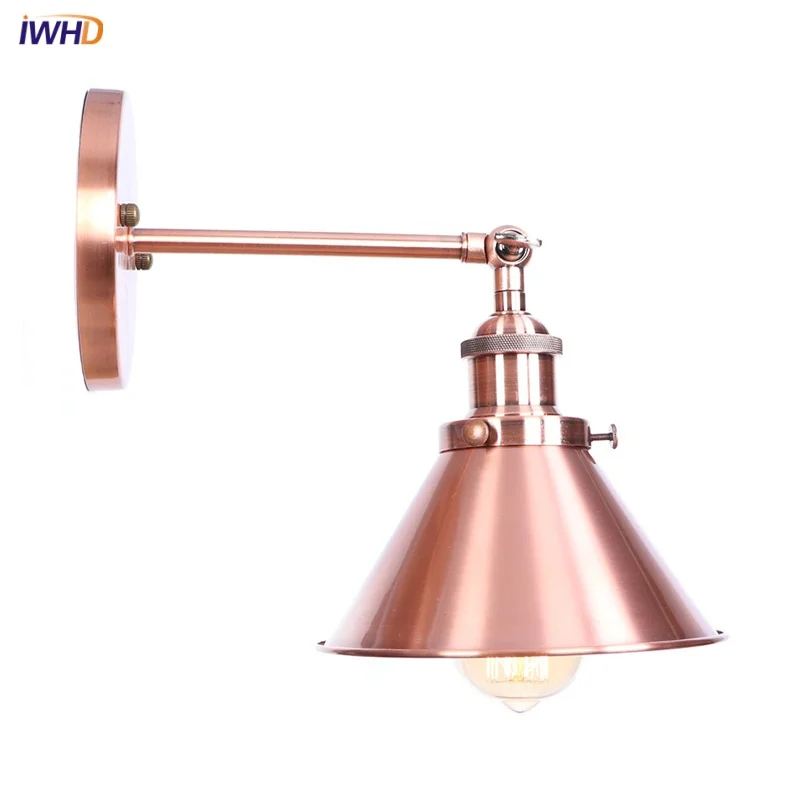 IWHD Pink Retro LED Wall Light Fixture Home Decor Restaurant Living Room Vintage Bedside Lamp Iron Industrial  Ambient Luminaire