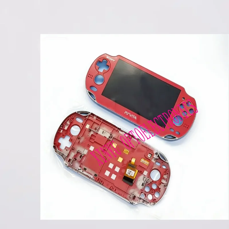 블랙/레드 새 OLED 스크린 (플레이스테이션 PS Vita PSV 1000/1001/1004용), 터치 디지타이저 및 전면 프레임 어셈블리 포함