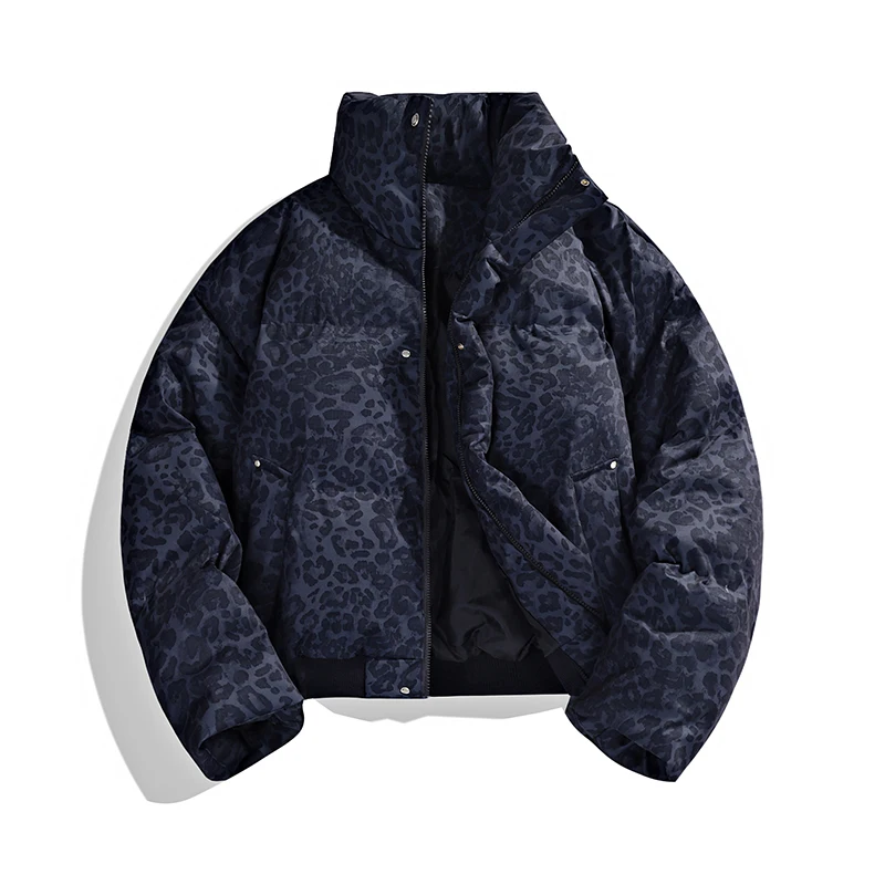 

Men's Retro Short Cotton Jacket Women's Winter Print Stand Collar Jacket Trendy Brand High-end Thick Bread Jacket Parkas