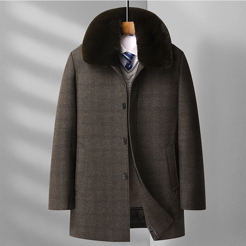

2024 winter jacket Men's Woolen Coat Classic Casual Overcoat Mens fashion high quality Thick trench coat men size M-4XL