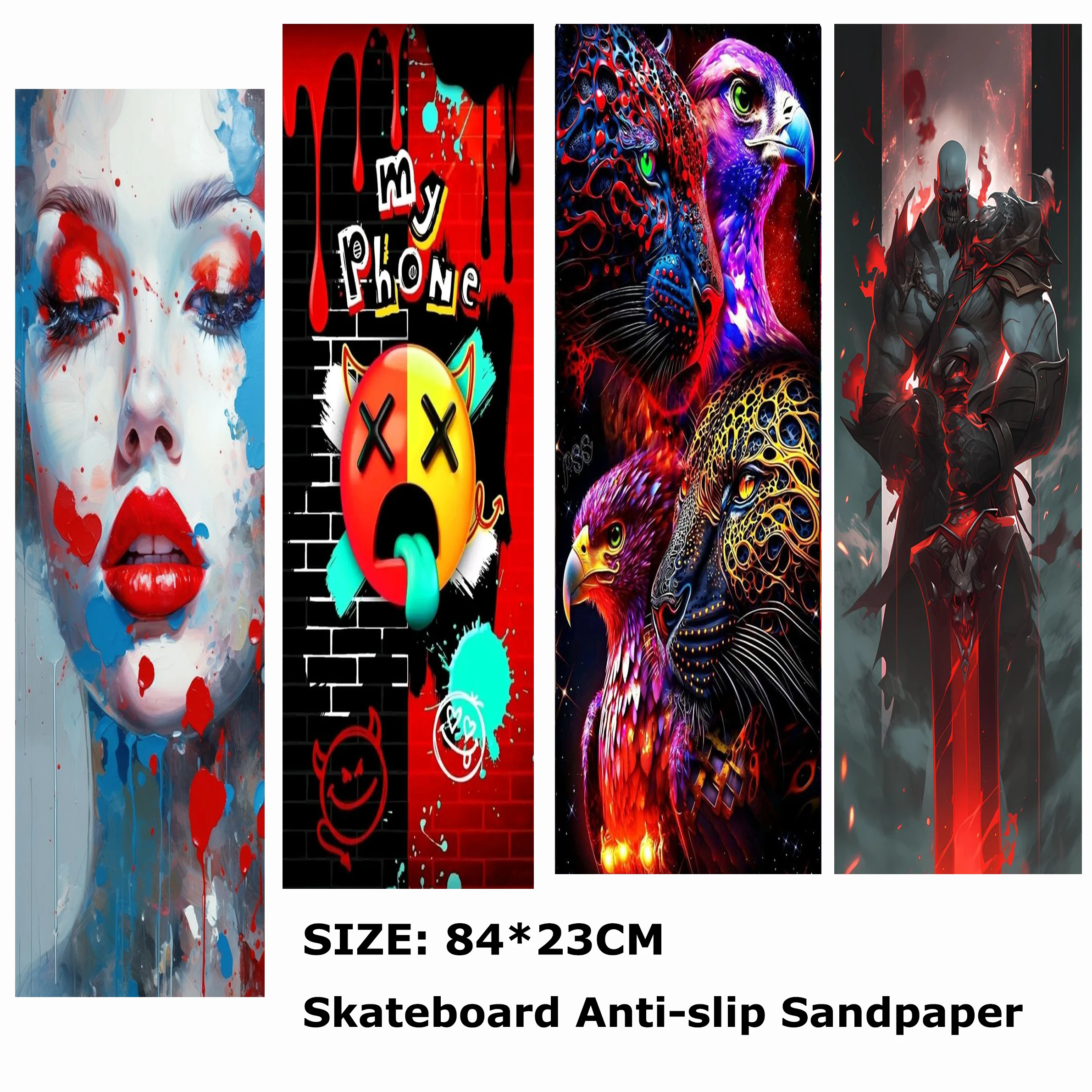 

Mecha Warrior Mural Pattern Electric Scooter Anti-slip Sticker Sandpaper Skateboard Anti-slip Tape Sheet 84*23cm