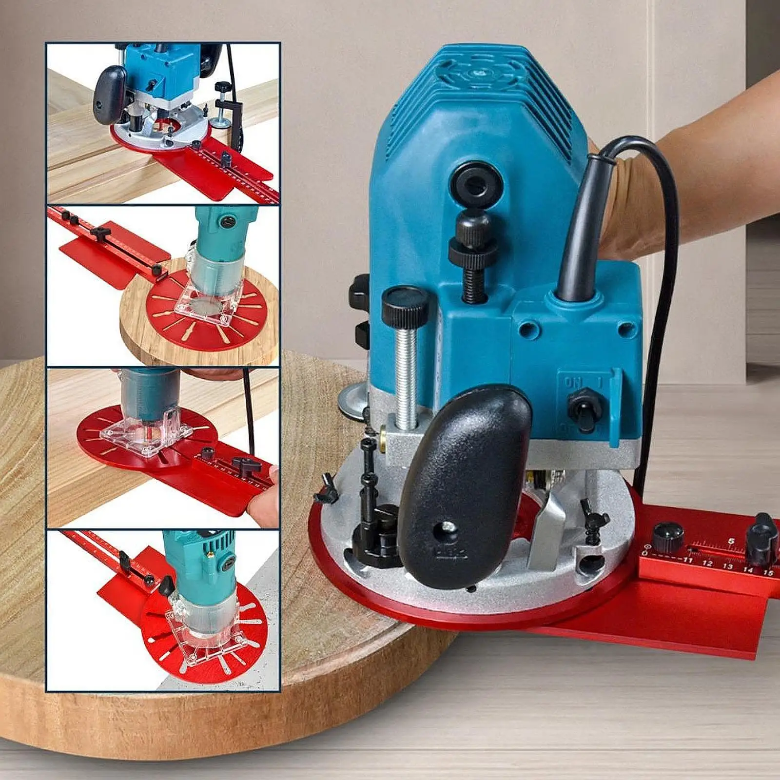 Circle Cutting Jig Electric Trimming Machine Lightweight Adjustable Aluminium Alloy Multiuse for Woodworking Carving Centers
