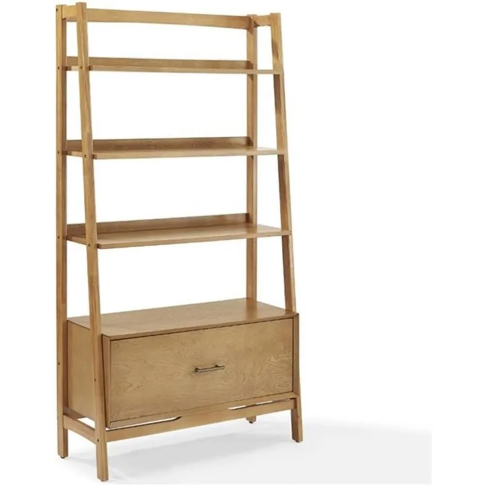 Landon Large Bookshelf Etagere, Bookcase Storage with Shelves and File Drawer, Acorn