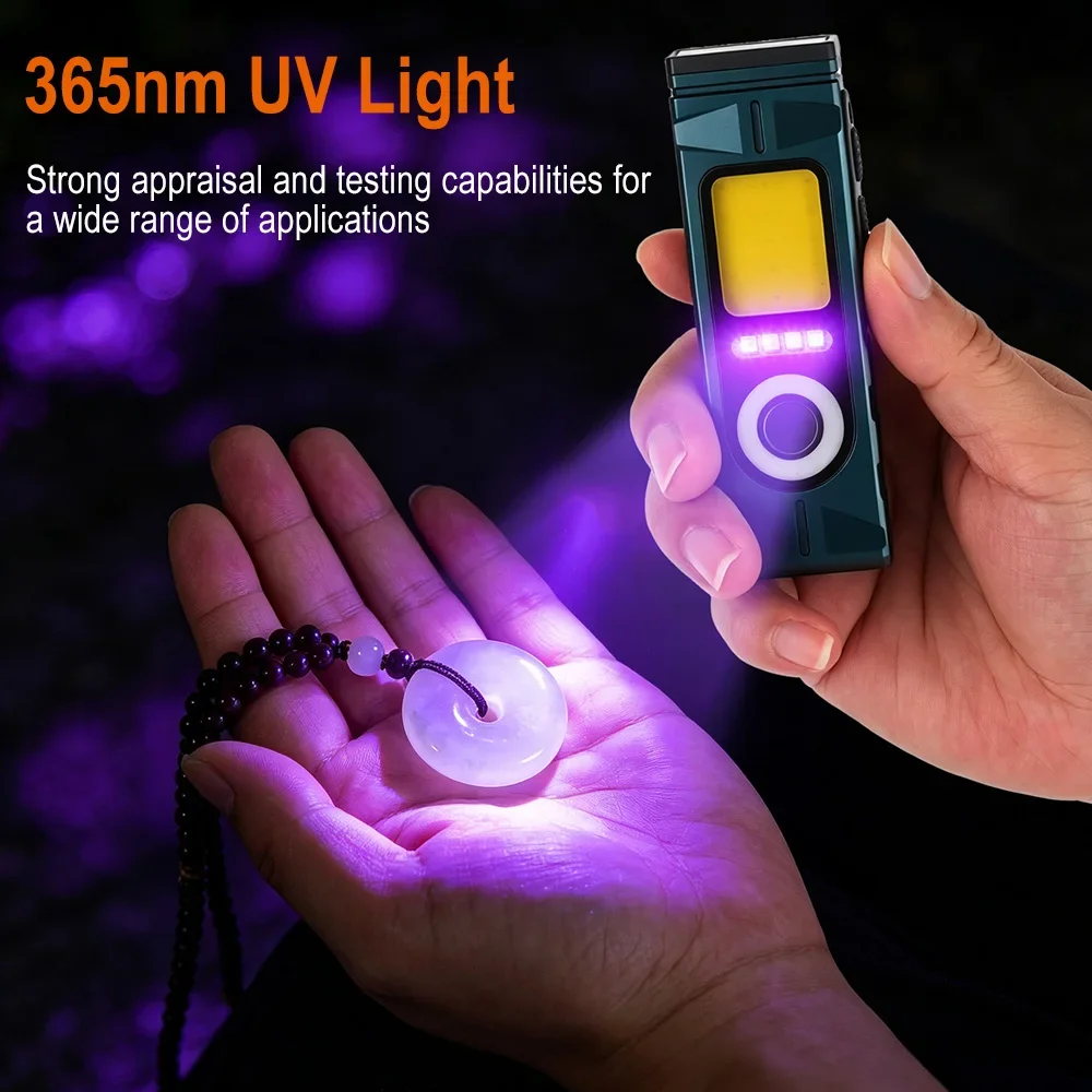 BORUiT DC04 650LM EDC Magnet  Flashlight Type-C Rechargeable Work Light Torch Pocket Clip RGB UV Green Beam Emergency Outdoor