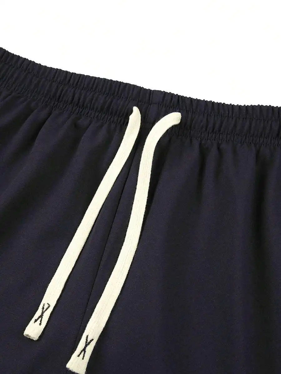 

Mens Polyester Geometric Print Casual Shorts With Drawstring Waist