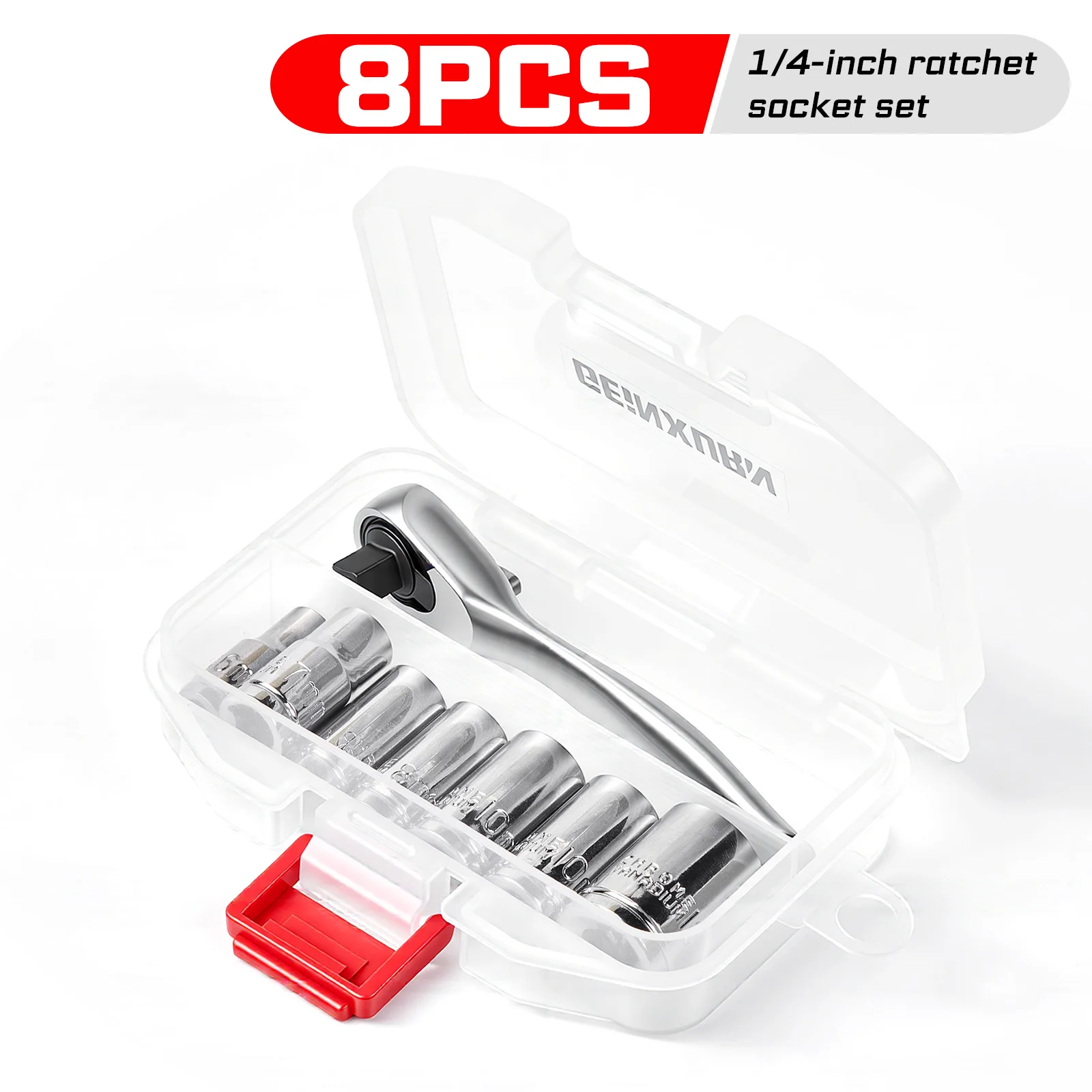 GEINXURN Mini Ratchet Wrench Socket Set 1/4' Drive Socket Bit Screwdriver Bits Combo Kit Portable Pocket Spanner DIY Repair Tool