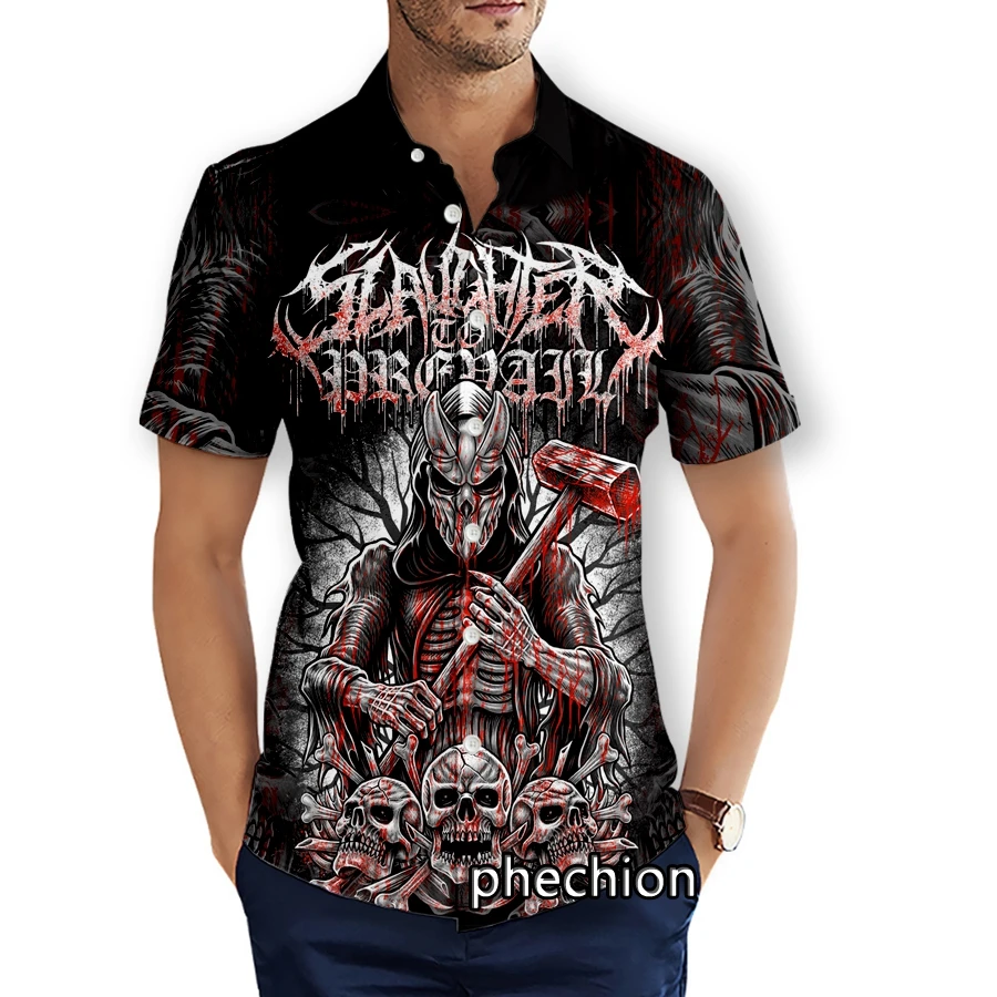 

phechion Mens Short Sleeve Beach Shirts Slaughter To Prevail 3D Print Casual Shirts Fashion Streetwear Men Tops X250