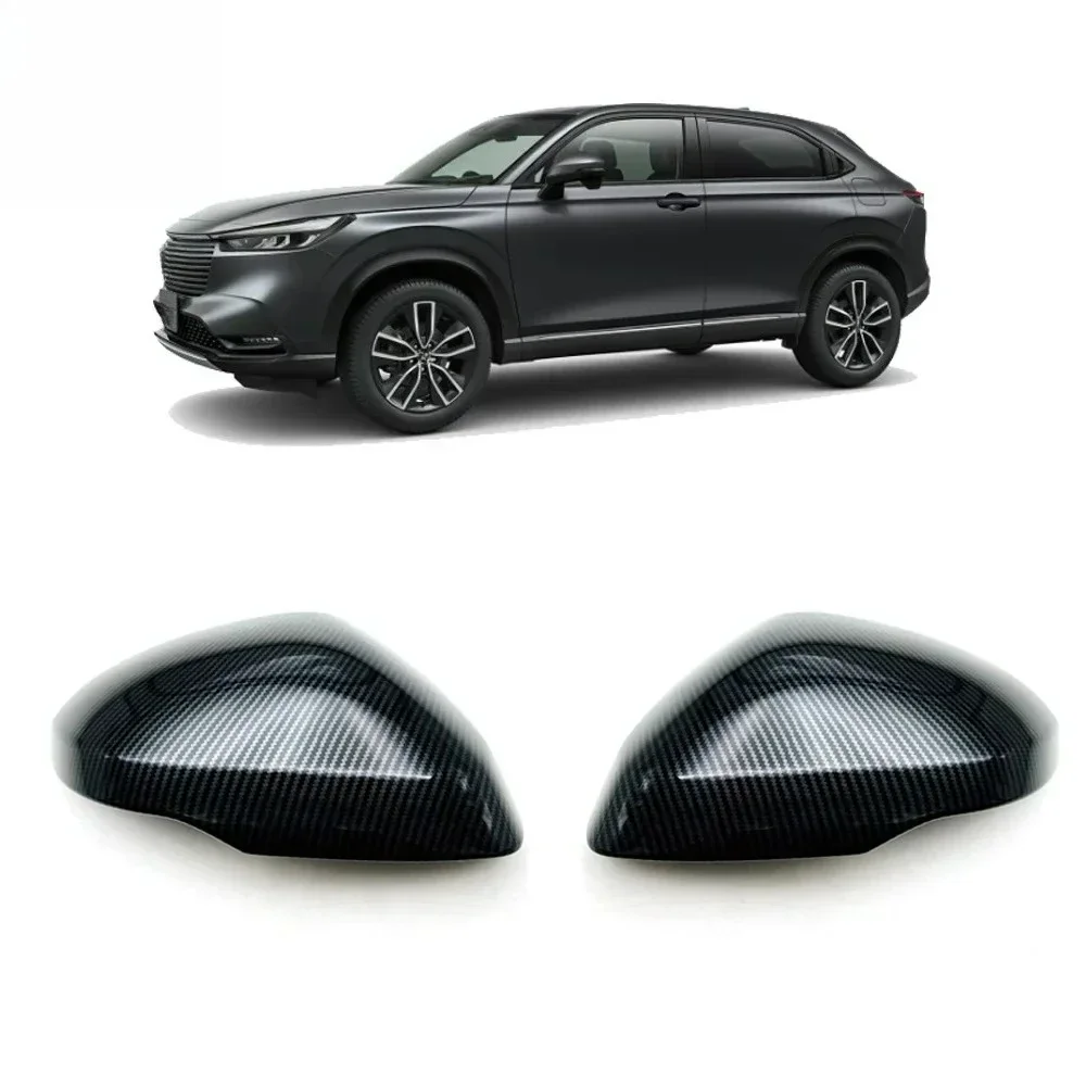 For Honda HR-V Vezel 2021 2023 2024 2025 + ABS Car Rearview Side Mirror Cover Wing Cap Exterior Door Trim Adhesive Sticker Parts