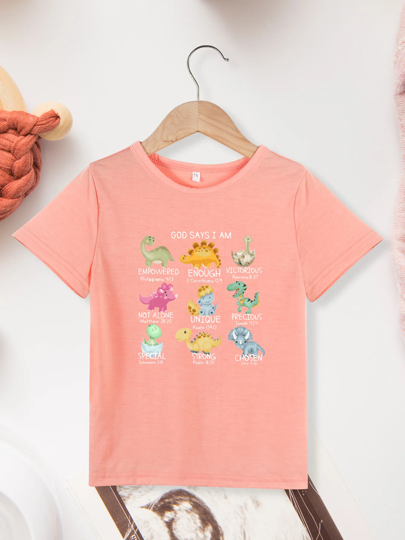 Soft Short Pretty Round Neck Top T Shirt Sleeve Fashion Carton Dinosaur Printing T-shirt Girls Boys Comfortable Cute