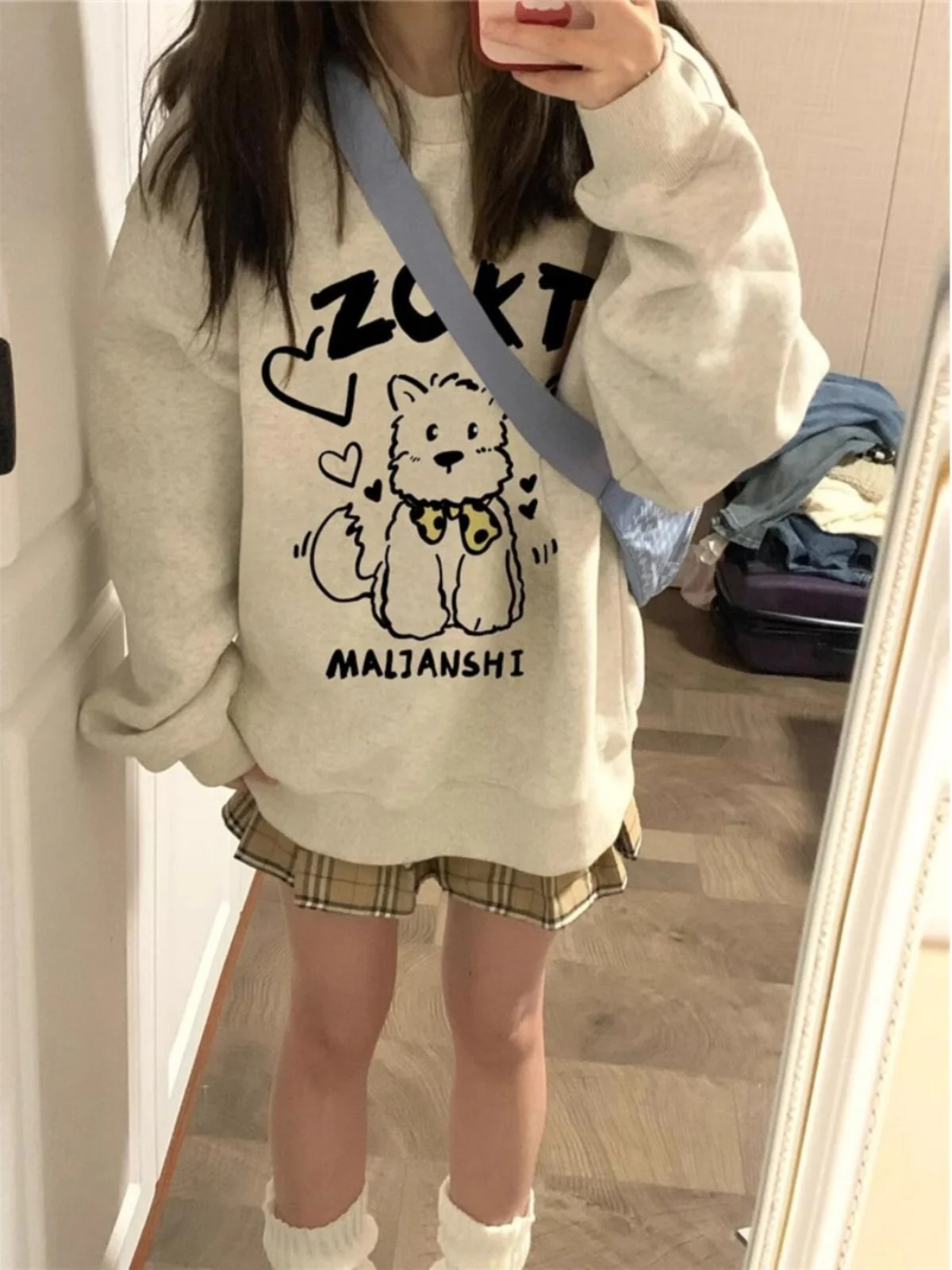 

Американский ретро-свитшот свободного кроя с длинными рукавами и круглым вырезом, женский модный брендовый топ, скрывающий живот, удобный, в уличном стиле