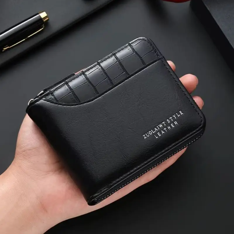Men's Crocodile Pattern Trifold Wallet - Multifunctional Zipper