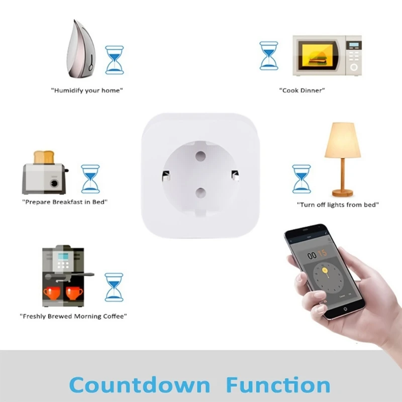 20A Heavy Duty Plug With WiFi App Control EU Standard Socket High Power Socket Outlet M4YD