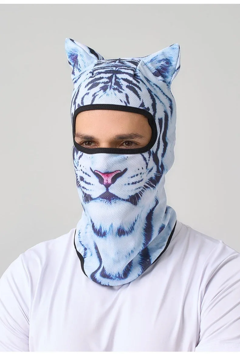 3D Cat Animal Balaclava with Ears, Funny Ski Mask Beanie for Men Women, Music Festival Rave Halloween Party Gifts