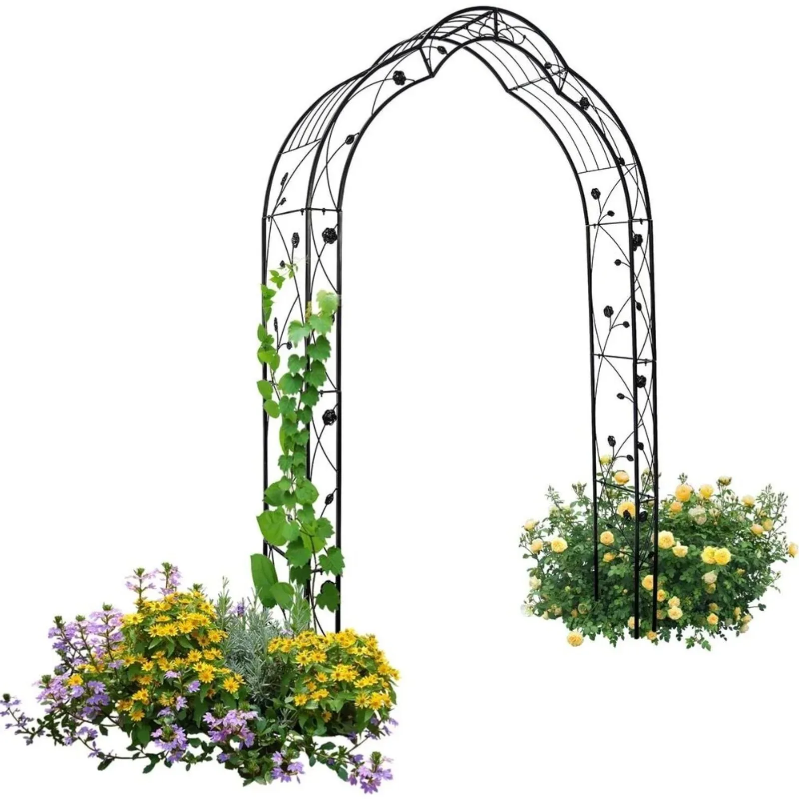 

US Outdoor arched Trellis metal garden tree stump arch frame for climbing plants-