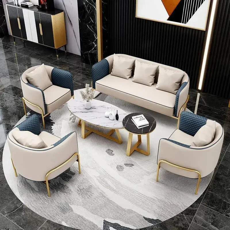 Business reception sofa single ch air light luxu ry leis ure cha ir offi ce so fa ho tel negotiation tab le