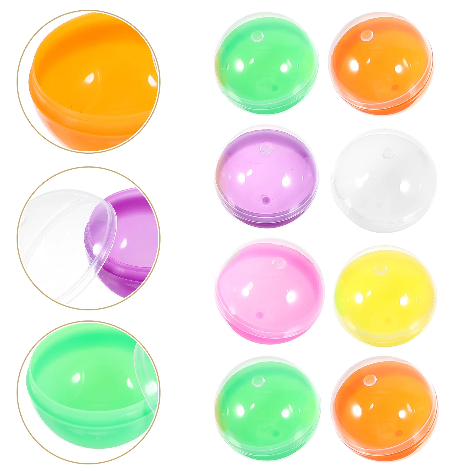 50 Pcs Egg Machine Capsule Shell Fillable Easter Eggs Plastic Round Capsules Gumballs Baseball Empty