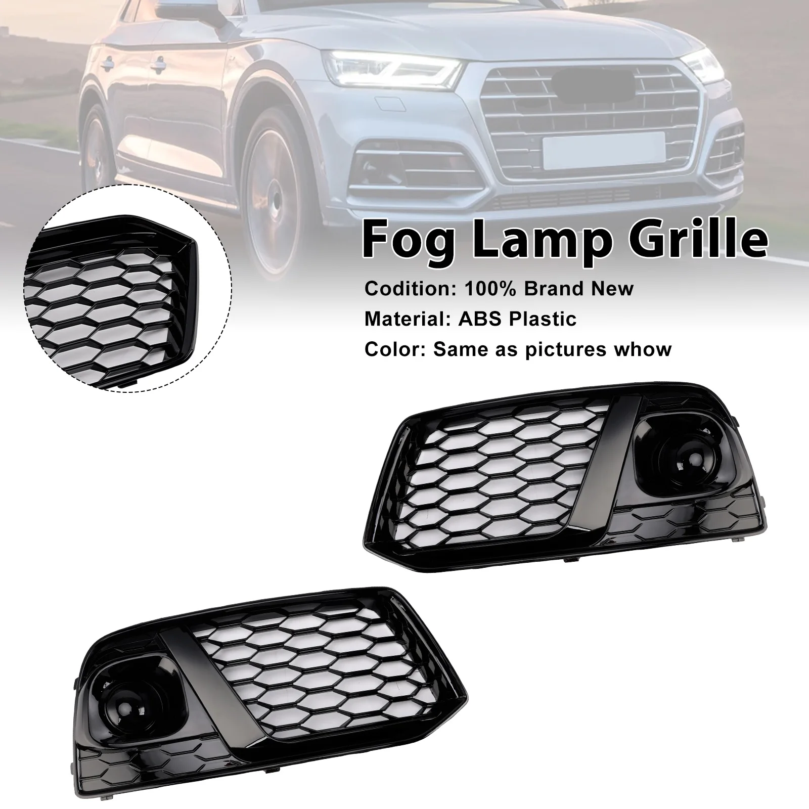 Artudatech Black Front Honeycomb Fog Lamp Grille Grill Cover Fit for Audi Q5 SQ5 2018 2019