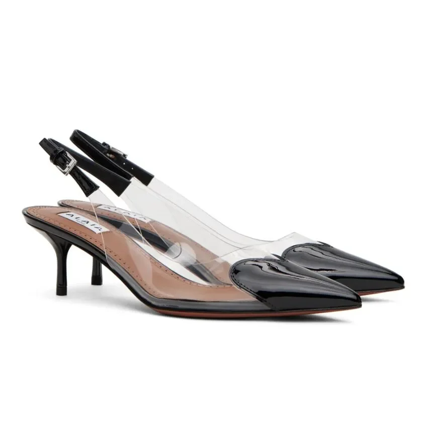 

Elegant 2024S/S Le Coeur Sandals Shoes Heart Pointed Toe PVC & Patent Leather Women High Heels Party Wedding Lady Pumps Sexy Sli