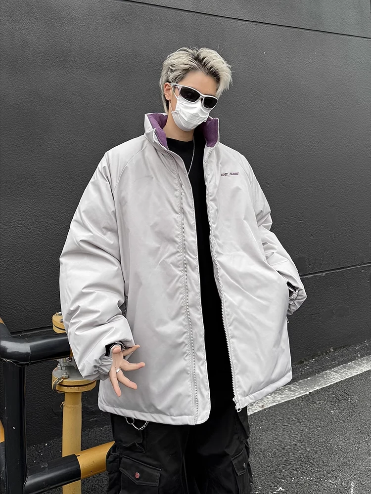 

American Retro Thiened Cotton Jaet Men's Winter Warm Windproof Water-resistant Loose Cotton Padded Stand Collar Coat