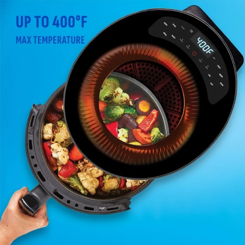 5.3 QT Radiant Light Air Fryer, Heats to 400°F in 2.4 Seconds, Auto Shut-off, 10 Quick-Touch Presets, Skylight Window