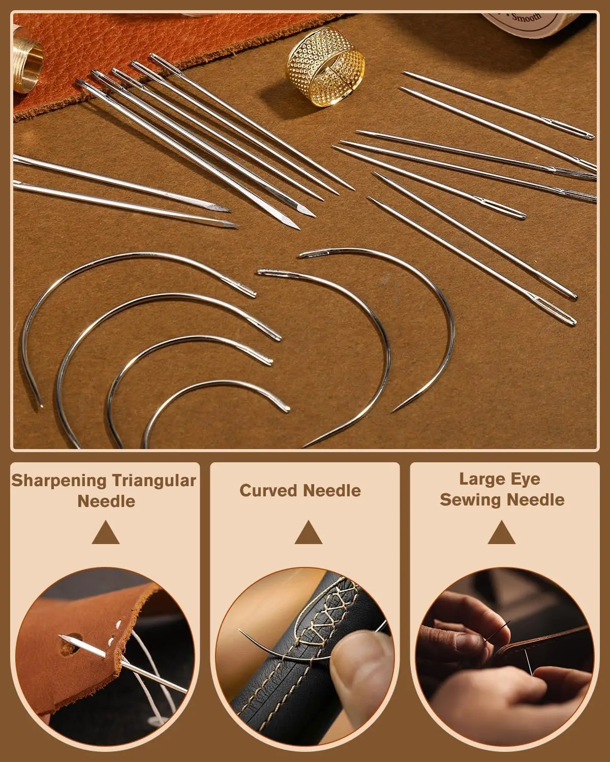 IMAZY مجموعة الخياطة الجلدية الإبر للخياطة اليدوية مع مشمع الموضوع الموثق كليب مجموعة الخياطة الثقيلة للأحذية أكياس قماش