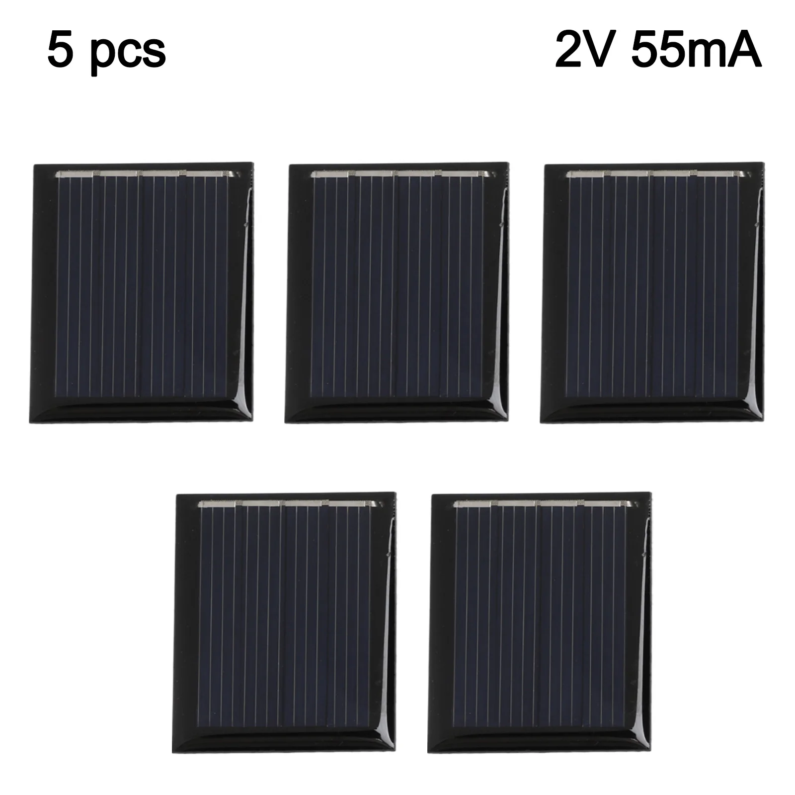 Efficient Mini Solar Cell Panels Set of 5 at 2V and 55mA for Portable Power Solutions in Low Power Applications