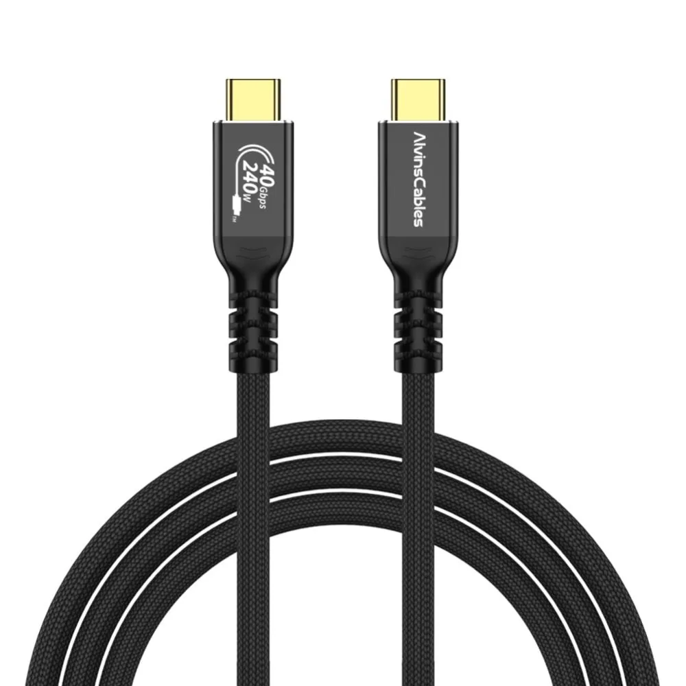 

Кабели Alvin, кабель USB 4, 6,6 фута, кабель USB-C — USB-C, передача данных 40 Гбит/с, 240 Вт PD, быстрый для MacBook, eGPU, док-станции, сертифицирован USB-IF