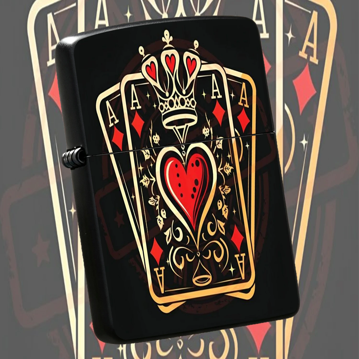 Stylish Crown Heart Poker Themed Portable Lighter, Exquisite Unique Casual Daily Use Accessory, Perfect For Party Game Night Gatherings, Ideal Gifting Pick For Festive Casual Scenes With Eye-Catching Delicate Pattern A Humorous And Interest