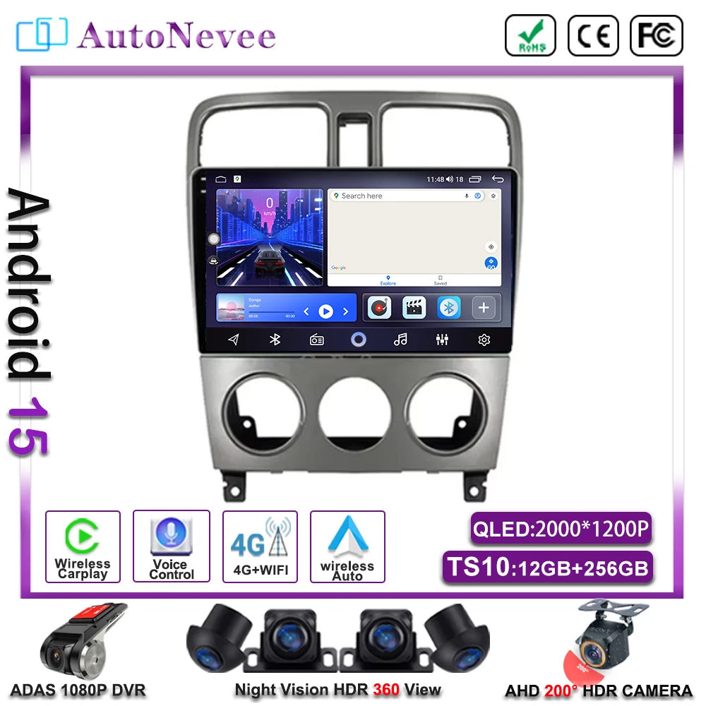 

Android 15 For Subaru Forester SG 2002-2008 Car Radio Autoradio Multimedia Video Player Navigatie Carplay No 2Din QLED Screen