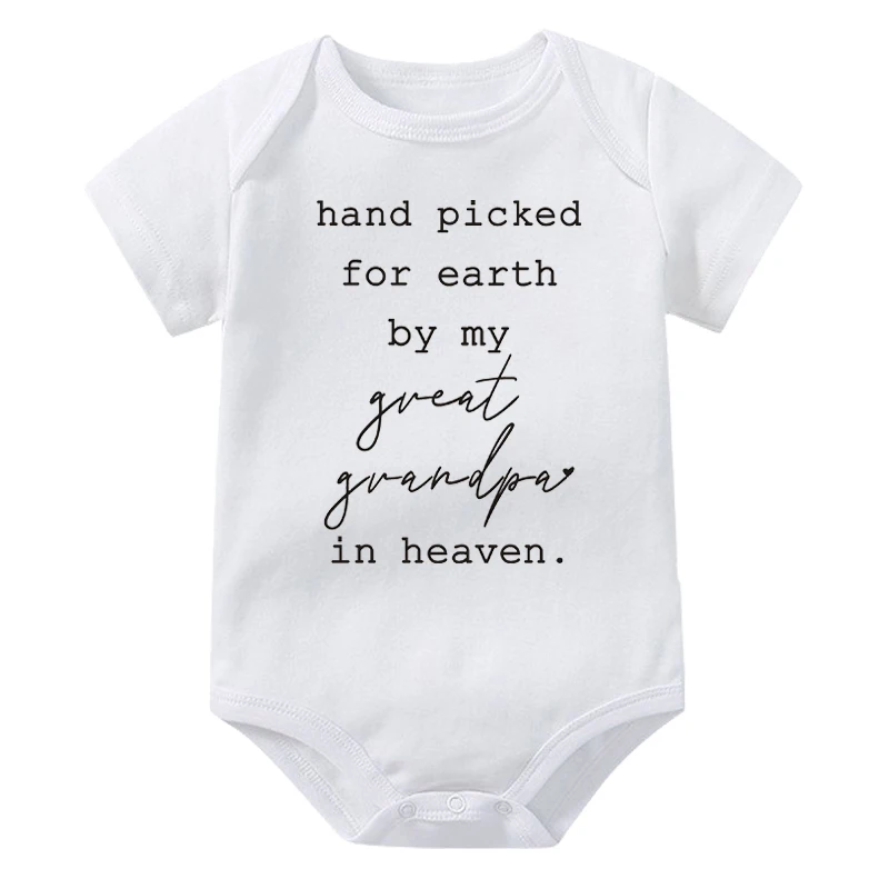 New Hand Picked For Earth By My Great Grandpa/Great Grandma in Heaven Baby Rompers Boys Girls Bodysuits Clothes Baby Shower Gift