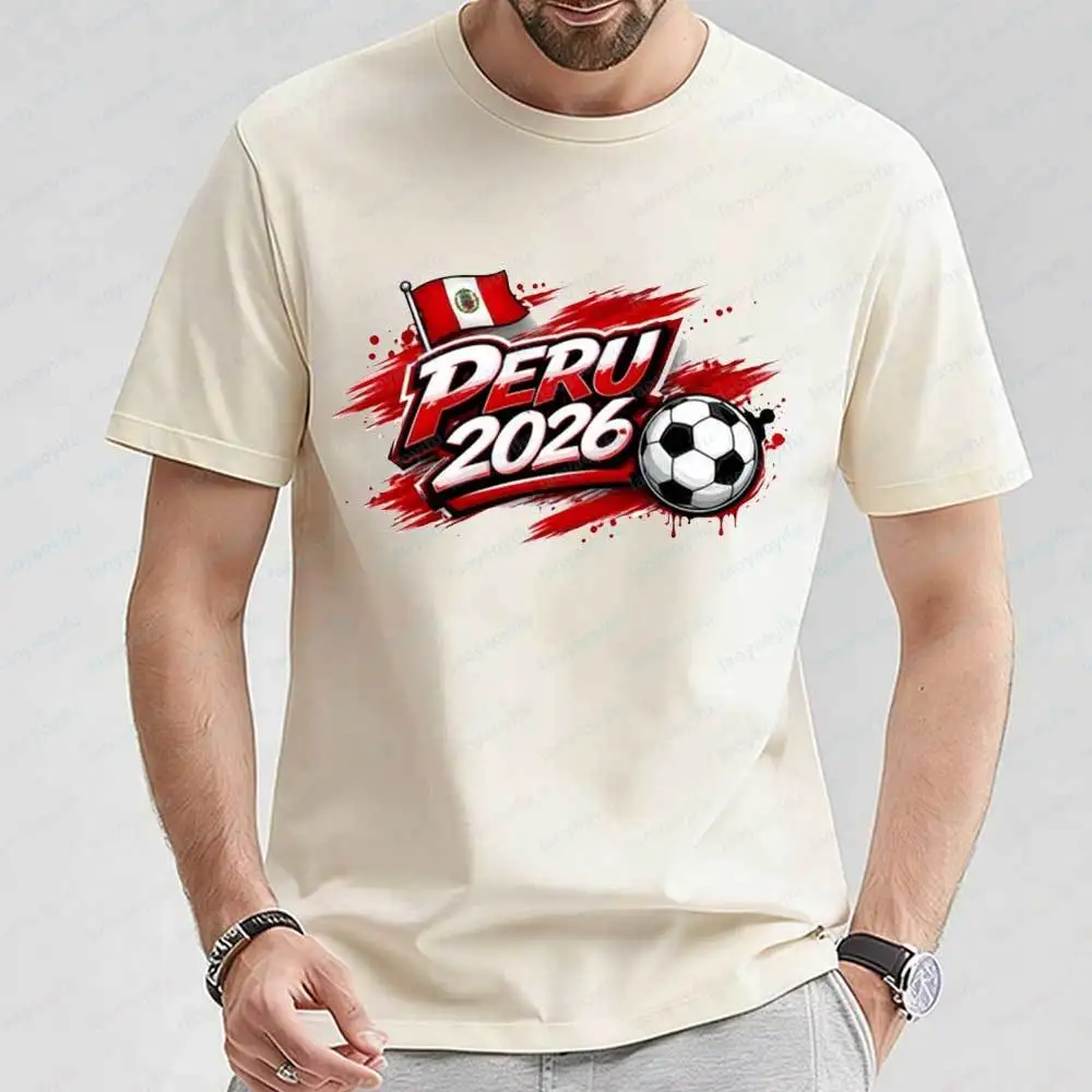 

Men's Peru 2026 Soccer Graphic T-Shirt Peruvian Flag Graffiti Print Cotton Football Fan Sports Apparel for Daily & Game Day Wear