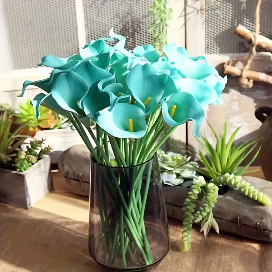 5/10 Stück Realistische Weiße Calla-Lilien Brautstrauß PU Calla Kunstblumen Heim Schlafzimmer Tischdekoration Fotografie-Requisite – Detail 12