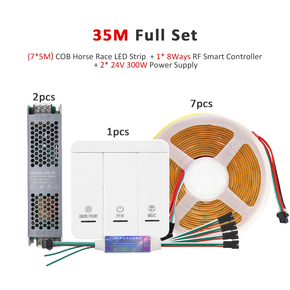 Ws2811 cob ic fließender wasser fluss led streifen licht dc 24v warm kühl weiß flex band auf off sync fernbedienung lineare band lampe